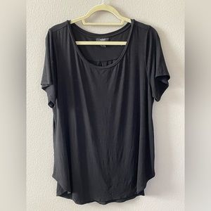 Alfani Knit Top Women's Plus Size 2X Black Short Sleeve Crew Neck Rayon Blend